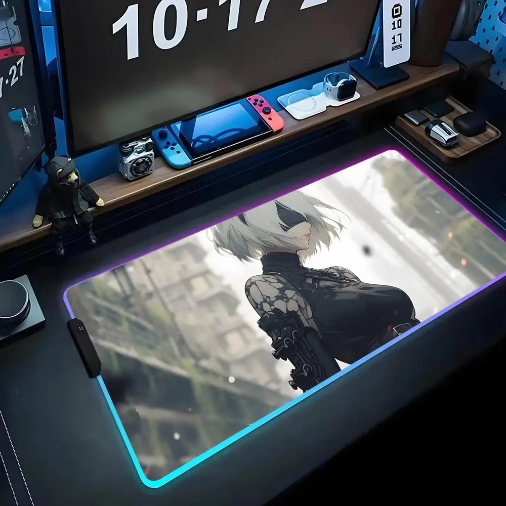 

Персонажи аниме Nier обои Коврик для мыши RGB игровой коврик для мыши Большой светодиодный коврик для ПК Настольный коврик Светящийся коврик для мыши Большие коврики для клавиатуры Вкладка