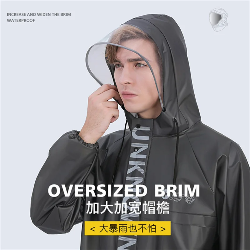 Waterproof Raincoat Jacket Men Long Full Body Rainproof Single Outdoor Adult Poncho Oversized A-Shape Windbreaker EVA Fabric