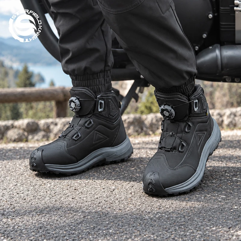 SFK Men's Motorcycle Protective Boots New Summer Breathable Waterproof Real Cow Leather Non-slip Wear-resistant Riding Equipment