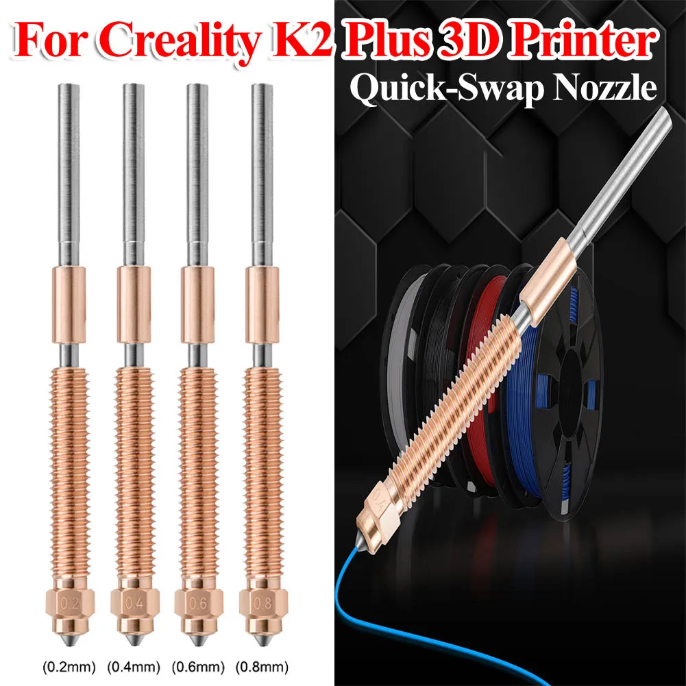 

For Creality K2 Plus / Creality Hi Nozzles 0.2/0.4/0.6/ 0.8MM Quick-Swap Nozzles Kit Titanium Alloy Heat Break High Flow Nozzle