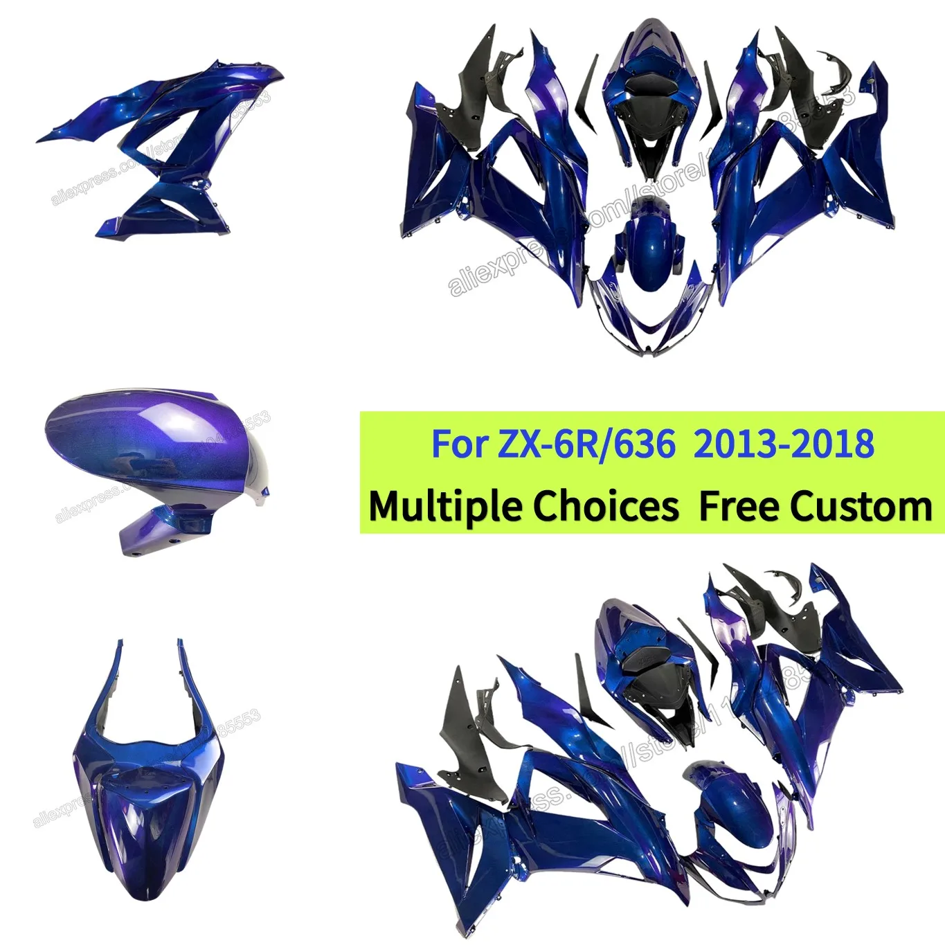 

Full Body Fairing Kit for Kawasaki ZX6R 636 2013–2018 Ninja ZX 6R | Chameleon Dazz Pearl Purple Blue