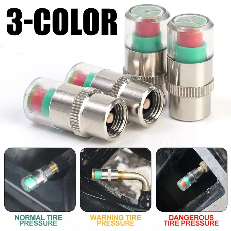 Car Tire Pressure Monitoring Alarm Valve Cap Universal Tire Stainless Steel Copper Core Tire Pressure Monitoring Warning