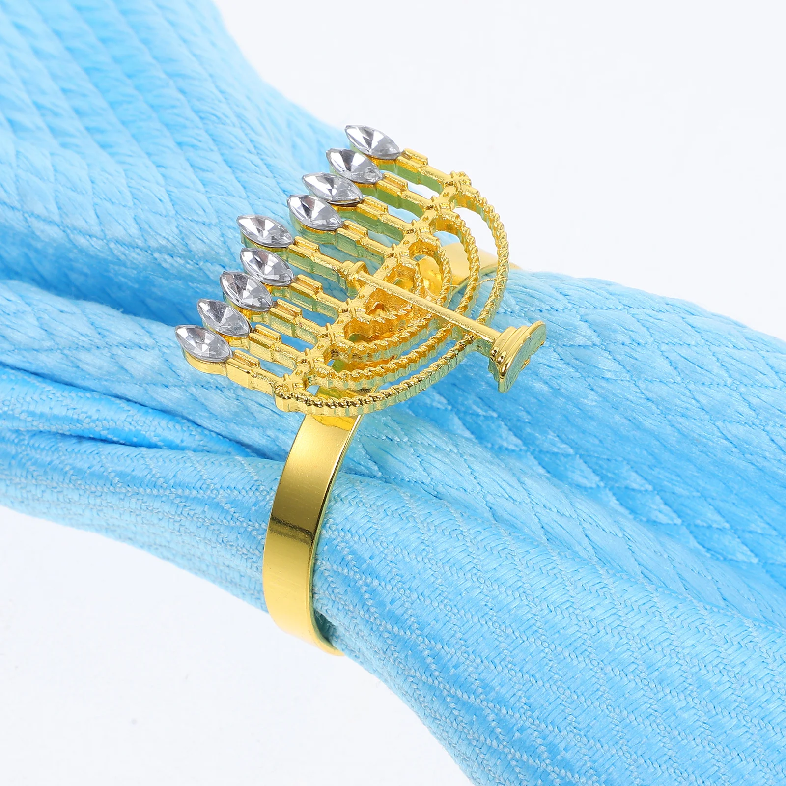 6 قطعة حلقات المناديل سبيكة هانوكا الشمعدان على شكل الجدول اكسسوارات أنيقة منديل مشبك ديكور لمطعم مأدبة الحفلات الجدول