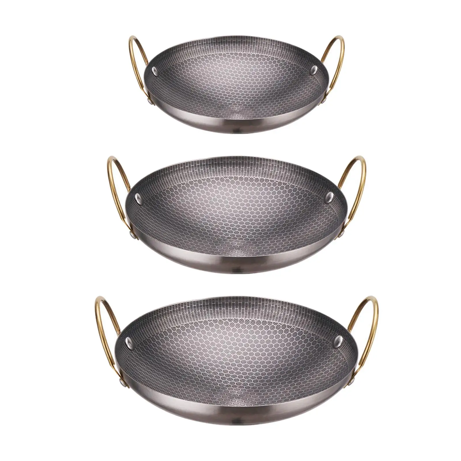 Durable Stainless Steel Wok Pot Frying Pan with Double Handle Cookware