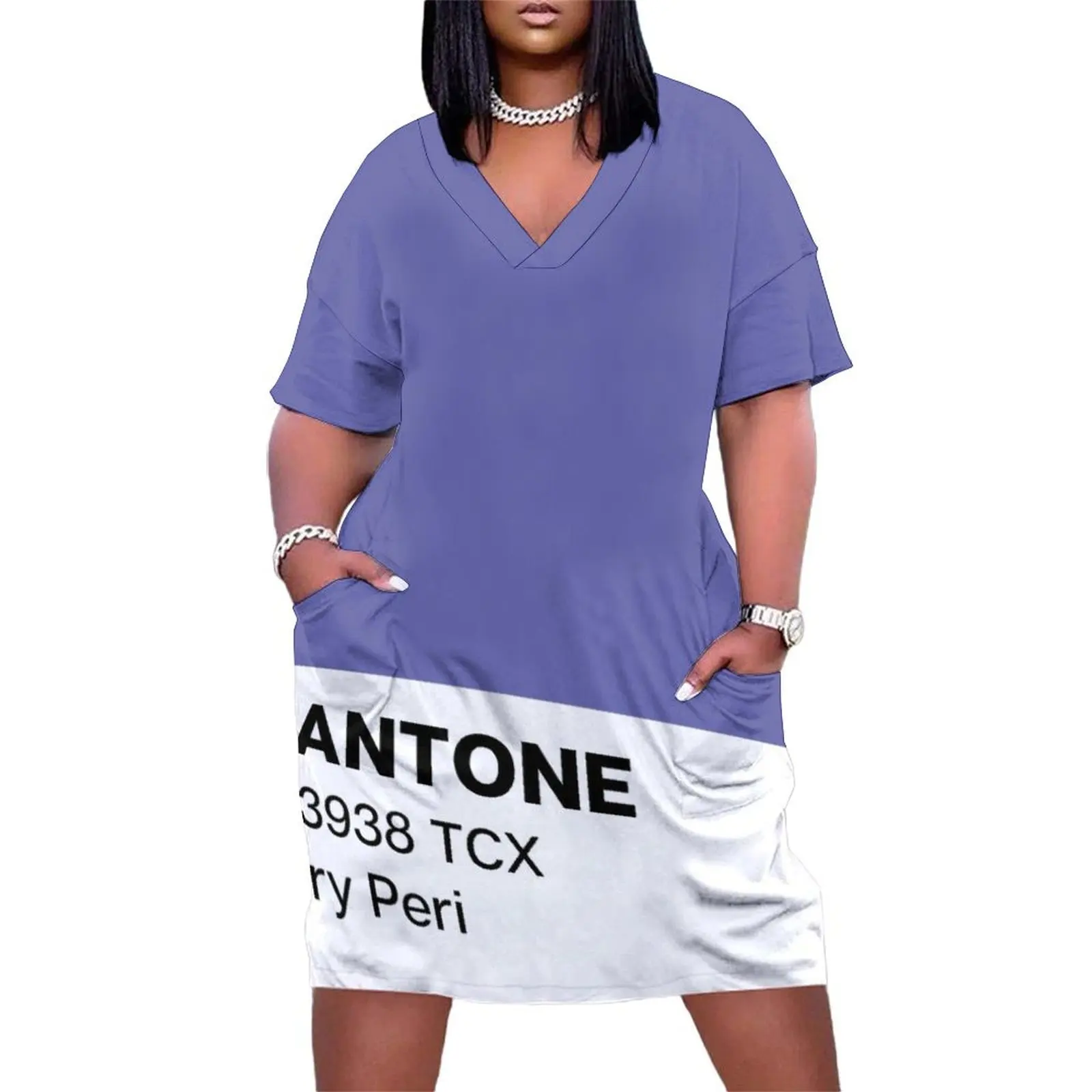 

Pantone Very Peri Loose Pocket Dress luxury woman evening dress Women's dresses