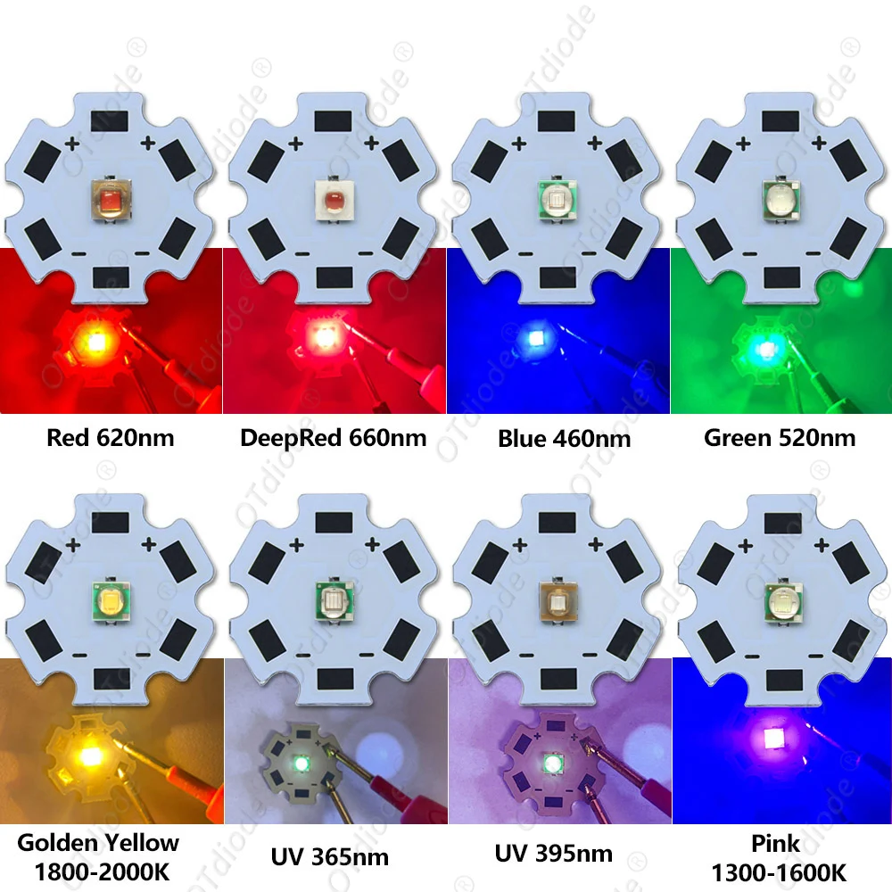 High Power LED 3W 1W 3535 XPE Chip Cold Warm White UV Royal Blue Deep Red Green IR RGBW 365 395 410 450 660nm 730 850 940nm Bead image 6