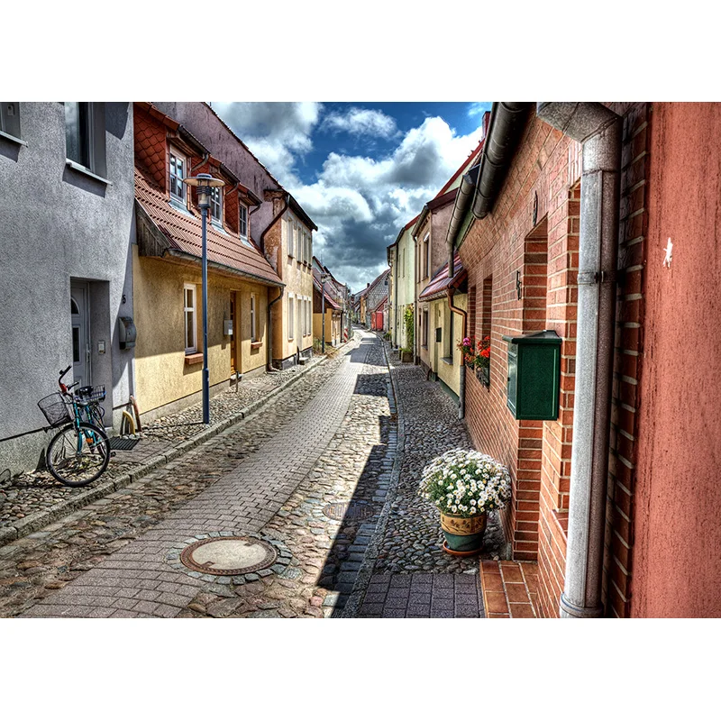 Fondos de fotografía de escenario de vista de calle europea Vintage, fondos de fotografía de boda, accesorios de estudio, JJT-03