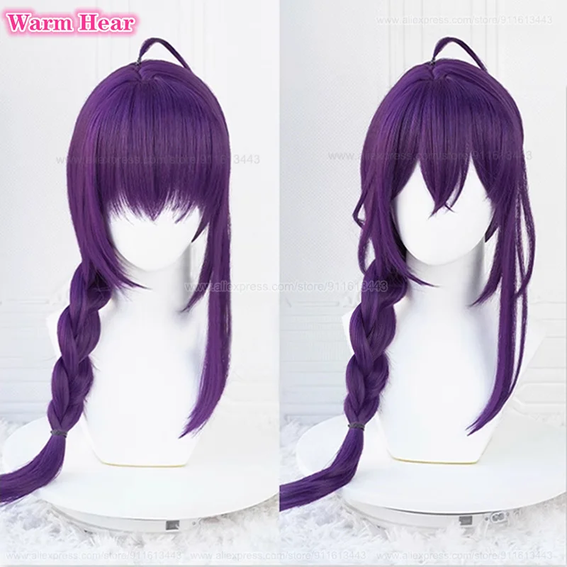 65cm Long Ayase Mayoi Synthetic Cosplay Wig Game ES Purple Braid Wig Heat Resistant Synthetic Cosplay Anime Wigs + Free Wig Cap