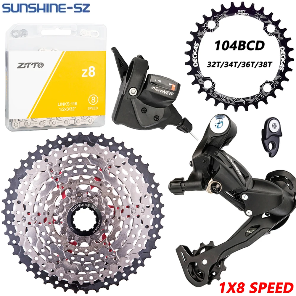 

MTB Bicycle 1X8 Speed Shifter Rear Derailleur Groupset K7 8S11-40T 42T 46T Cassette 8V Flywheel for XT X7 Mountain Bike Sprocket