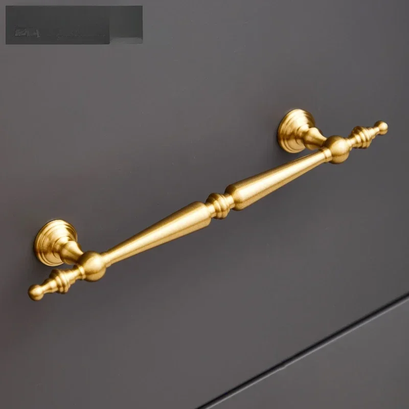 Brass Nordic style wardrobe door handle Modern light luxury simple single hole gold cabinet handle