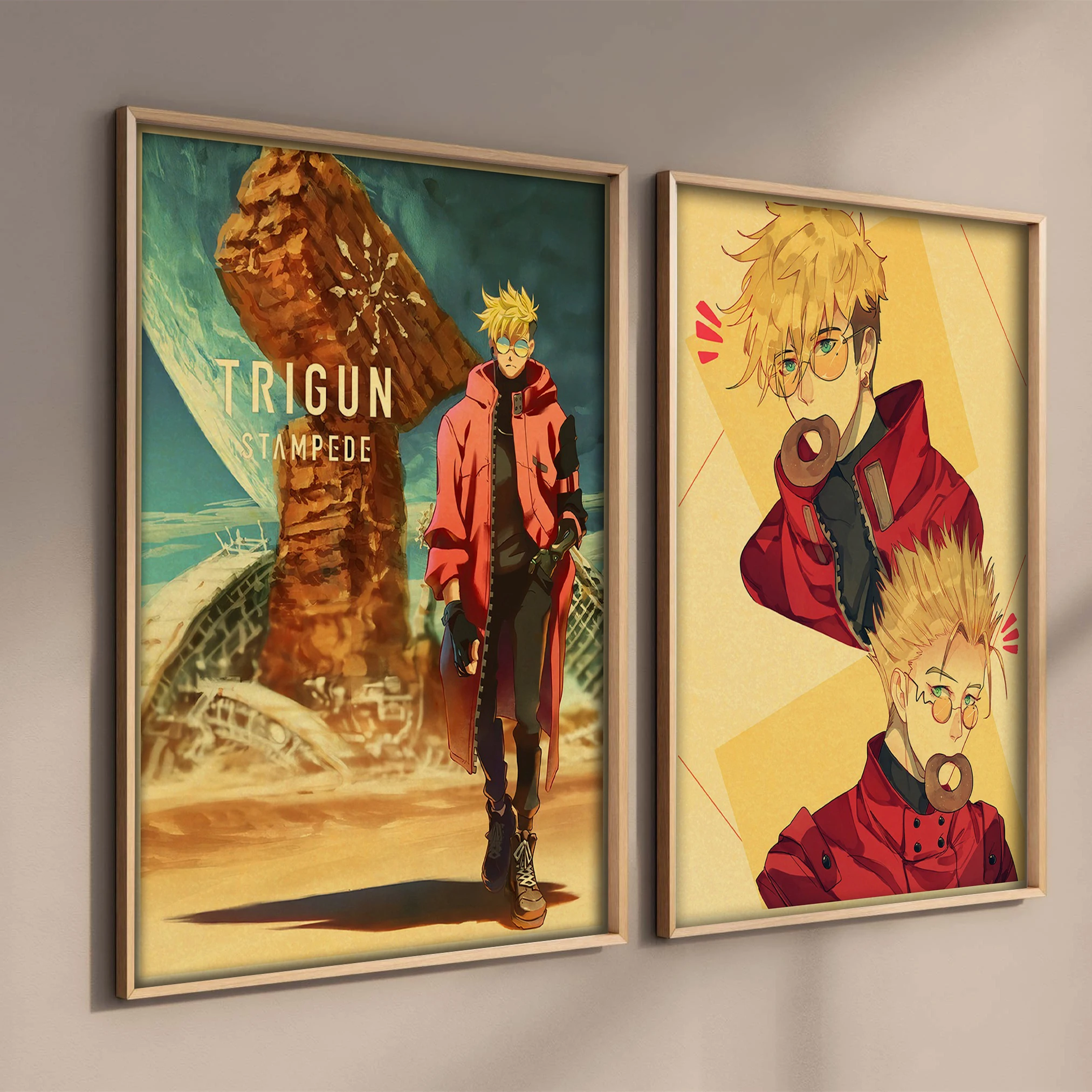 Retro 80s Anime TRIGUN STAMPEDE Poster Vintage Canvas Wall Art Mural Painting Prints Wall Pictures For Living Kawaii Room Decor