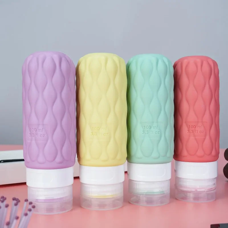 1/3/4pcs 100ml Silicone Squeeze Refill Bottle Set Travel Portable Soft Dispenser Tool Mini Lotion Bath Empty Container