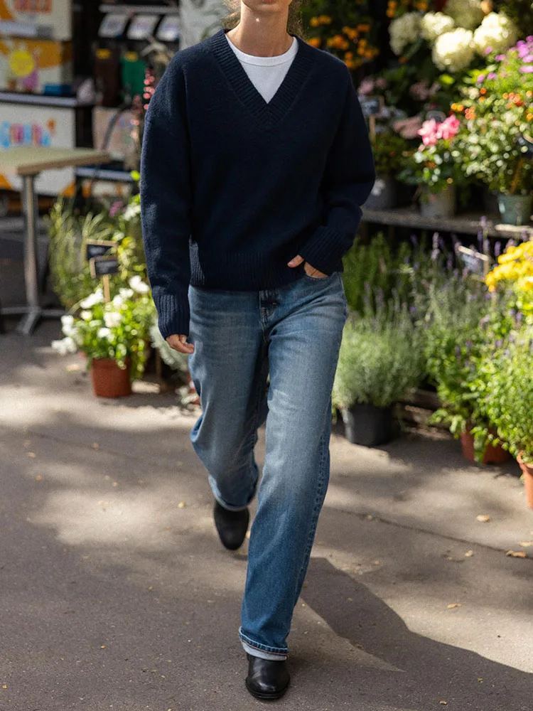 

Sweet Ele Loose Long Sve Soft Knitted V-Ne irt Women's Faion Casual Sle Autumn New Arrival Girls' Knitwear