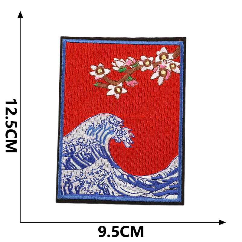 Patches für Jacken, Outdoor-Kleidung, Meereswellen, Naturlandschaft, Walstreifen, Parches, zum Aufbügeln, bestickter Stich, DIY-Designer, zum Aufnähen – Detail 10