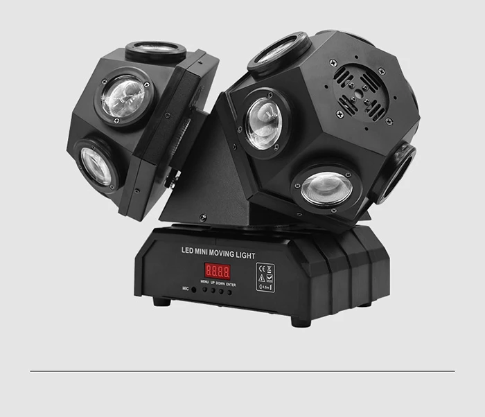 Dreiköpfiges rotierendes bewegliches Kopflicht, 18 x 10 W, KTV-Tanzsaal, Bar, Bühne, Disco, 3 Armrollen, stroboskopische Weihnachtslaserlichter – Detail 3