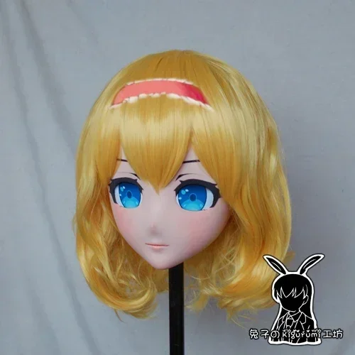 (Rabbit 23) Resin Crossdress Pretty Girl 3/4 Head BJD Doll Mask Cartoon Anime Cosplay Alice Kigurumi Mask Crossdresser