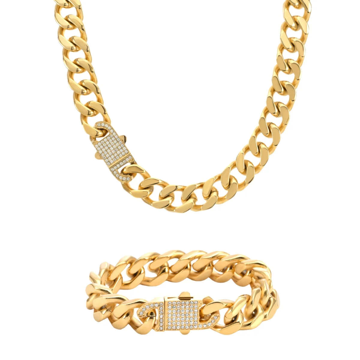 

SDA Classical Hip-Hop Cuban Link Chains Iced Out 5A Zircon Clasp High Quality Stainless Steel Fine Jewelry with Men and Women