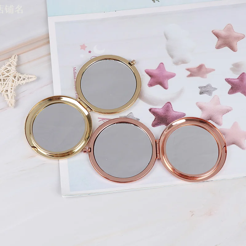 Miroir de Poche Pliable en Alliage Style Vintage pour Maquillage, Accessoire de Cosmétique, Grossissant