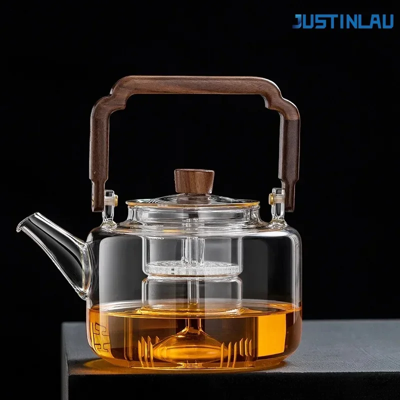 

JUSTINLAU Glass Teapot Integrated Steaming and Boiling kettle with Handle Thickened Filter Heat-resistant Teapot For Home Office