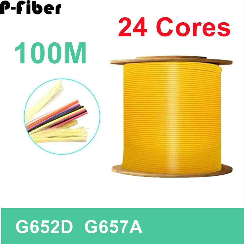 

100mtr 24 cores bundle optical fiber cable SM G652D G657A indoor cable single mode flexible yellow 24Core 24C