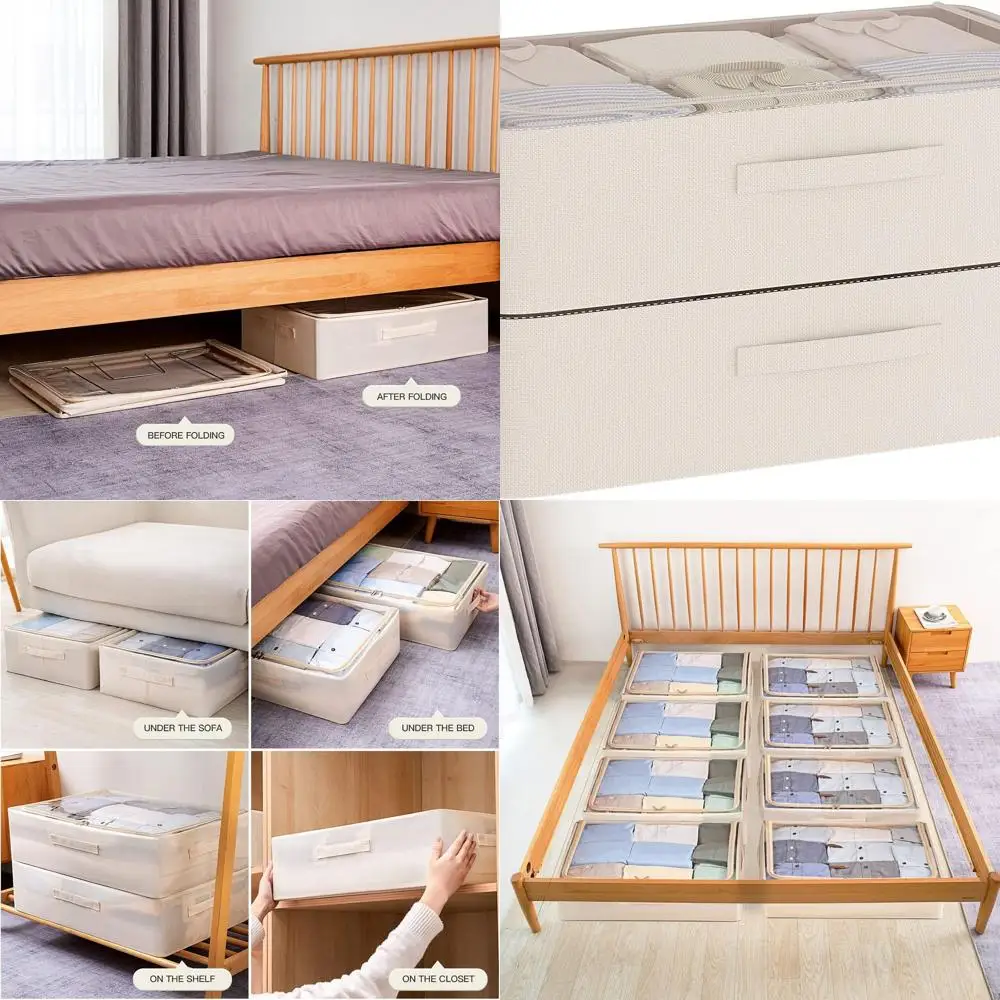 

Durable Foldable Underbed Storage Box with Large Capacity for Clothes and More, Oxford Fabric Organizer