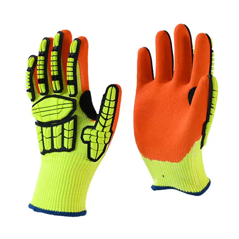 Anti Vibration Protective Work Gloves Cut Resistant High Quality With Oil-proof Nitrile Dipped Palm Glove
