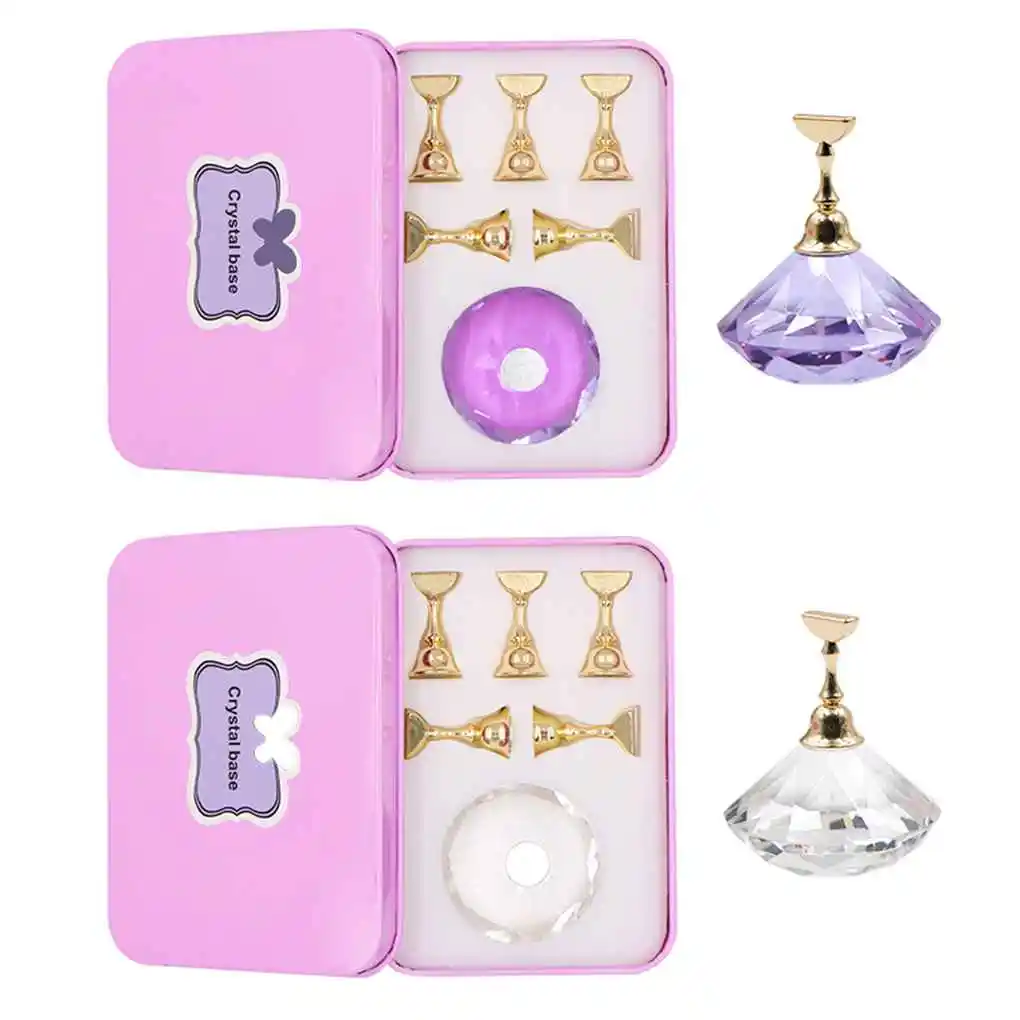 1 セットクリスタルベース磁気ネイルホルダー爪のヒント練習トレーニングディスプレイスタンドジェルサロン DIY マニキュアツール