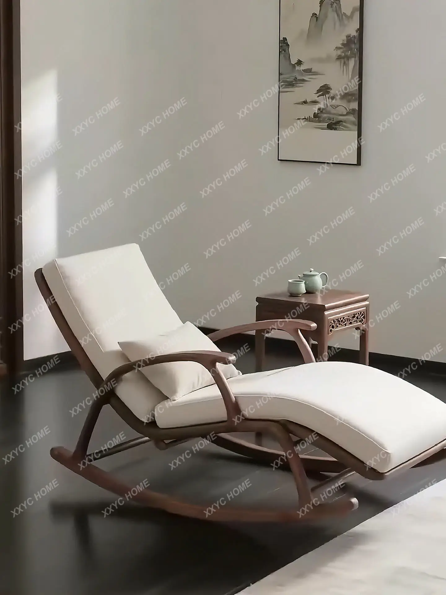 

Rocking chair minimalist chaise longue living room all solid wood leisure lounge chair