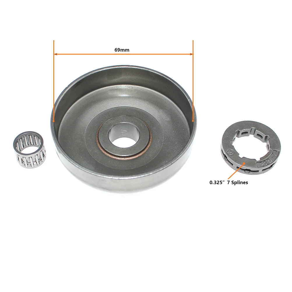 Pignon de tambour d'embrayage à 7 cannelures, jante de roulement pour Husqvarna 50, 50, Rancher 51, 55, 55, Rancher 0.328, 154, 254, 257, 261, 262XP, 262