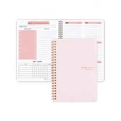 A5 52 Weekly Planner Left-handed Notebook For Recipe Journal Book,Daily Fitness Tracker Notepad,Student Stationary Supplies