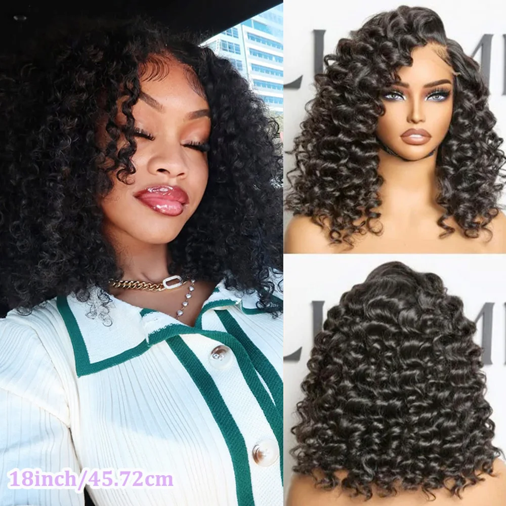 شعر بشري برازيلي بكر بكثافة 250%، تم قطعه مسبقًا مع إغلاق دانتيل 13 × 4، مقاس بدون خياطة، مظهر طبيعي، شعر مستعار مموج عميق فضفاض #4