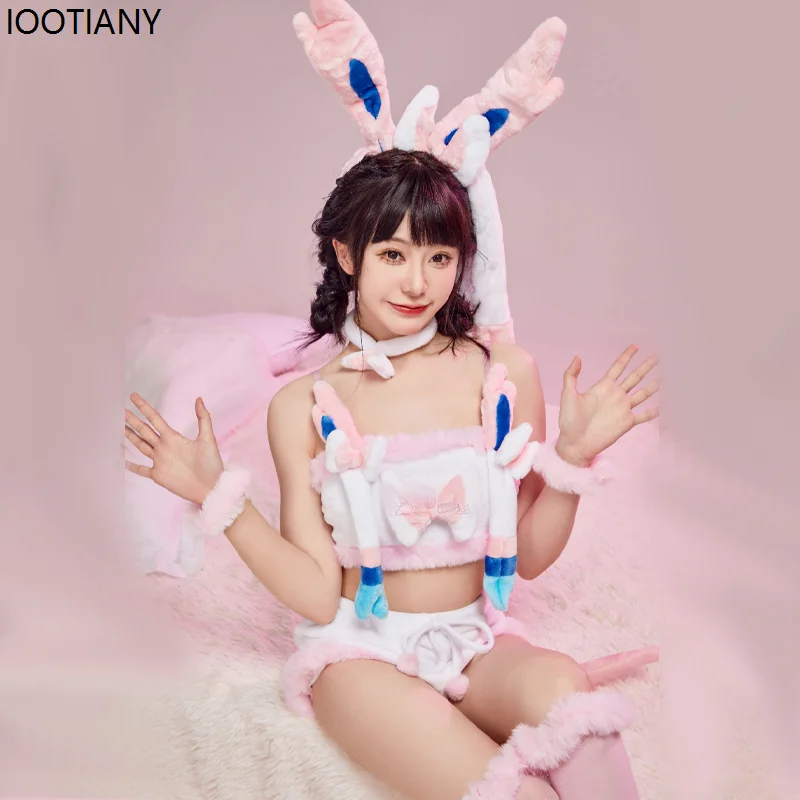 Halloween Anime Plush Cosplay Costume Women Sexy Cartoon Uniform Cute Flannel Split Pajamas Tail Socks Comic Exhibition Dress Up