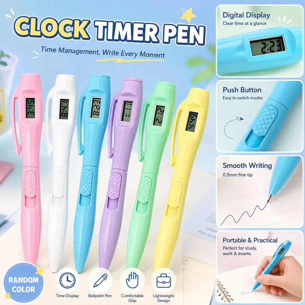 Stylo Montre Numérique, Stylo Bille Horloge Électronique, 1 pièce, Couleur Aléatoire, Multifonction, pour Étudiants, Examens, Écriture, Papeterie Scolaire, Cadeaux