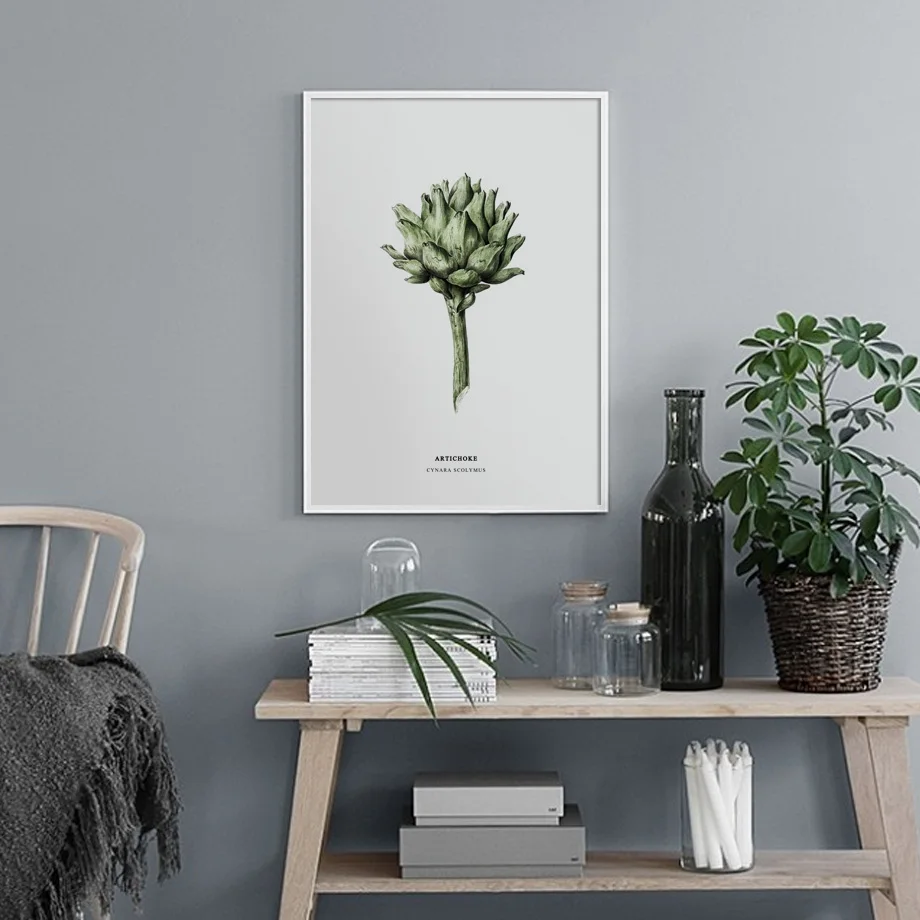 Romero, cafeína, alcachofa, limón, cocina, cuadro sobre lienzo para pared, carteles nórdicos e impresión de imagen de pared para decoración para sala de estar