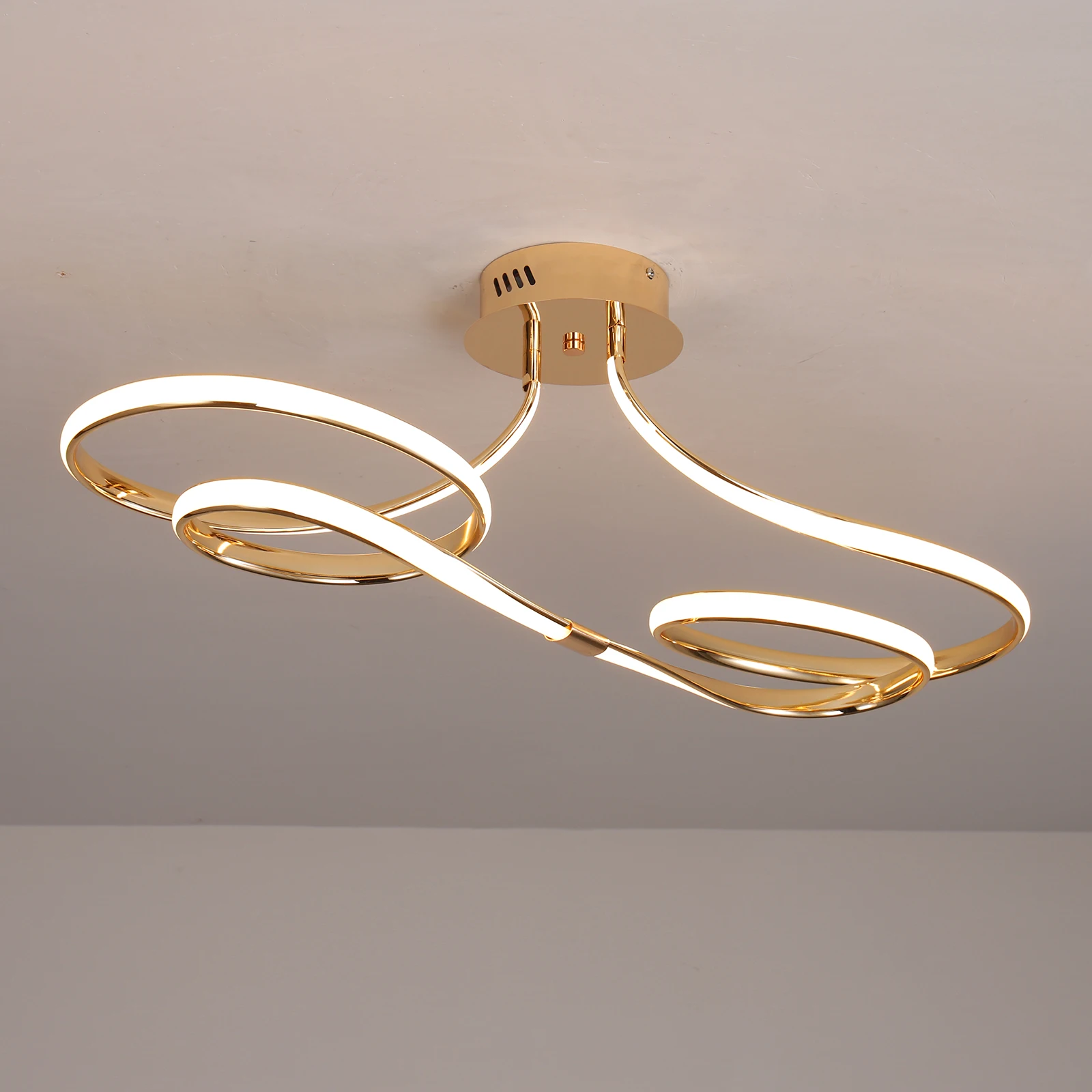 TCY 75 cm plafond moderne à intensité variable LED 28 W or/Chrome/noir pour chambre cuisine luminaire avec télécommande