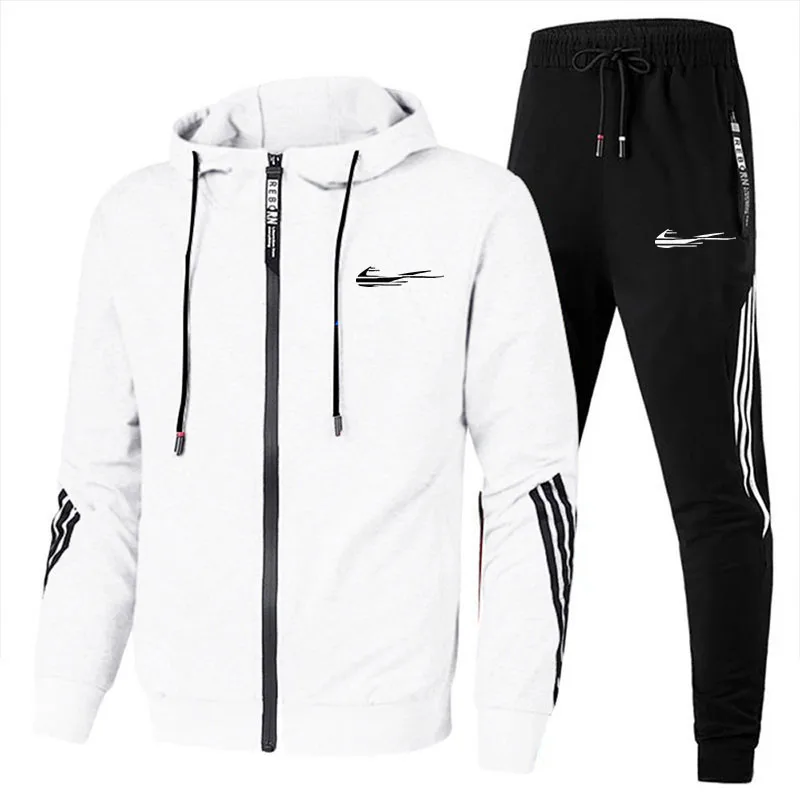 

2024 Men's Suit Two-Piece Tracksuit Casual Sports Jacket+Trousers Harajuku Sports Suit Spring And Autumn Hoodie Sportswear