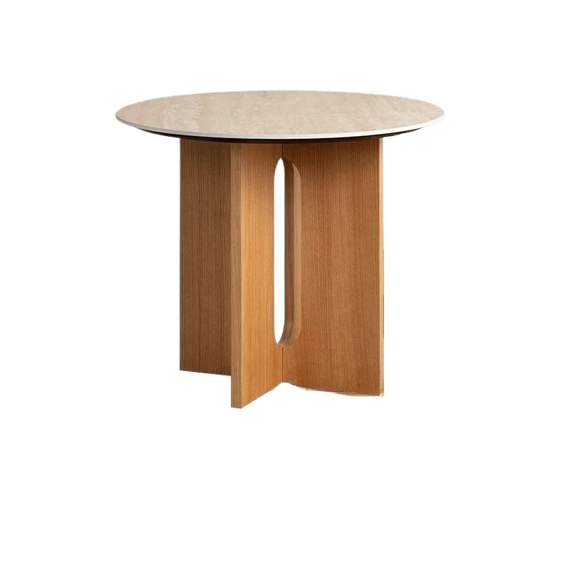 

Medieval dining table, modern simplicity, light luxury round table, small apartment household log table