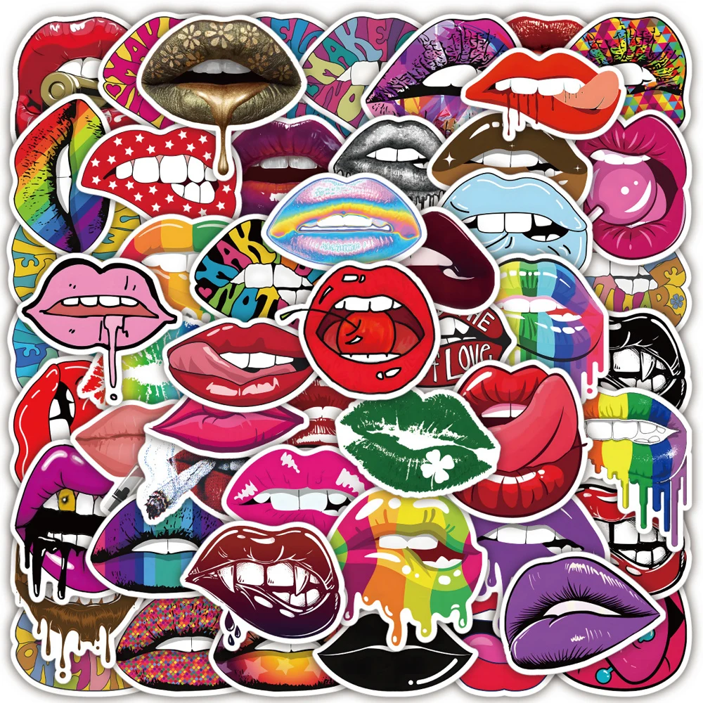 

10/30/50pcs Cool Sexy Lips Graffiti Stickers Decal Skateboard Laptop Luggage Phone Car Motorcycle Waterproof Sticker Kid Toy