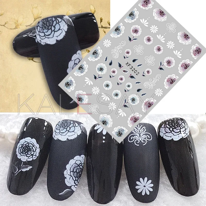 

5pcs 3D Nail Sticker for Design Decoration Daisy Nail Art Stickers Decals Back Glue Sticker for Nails Manicure Design Foil