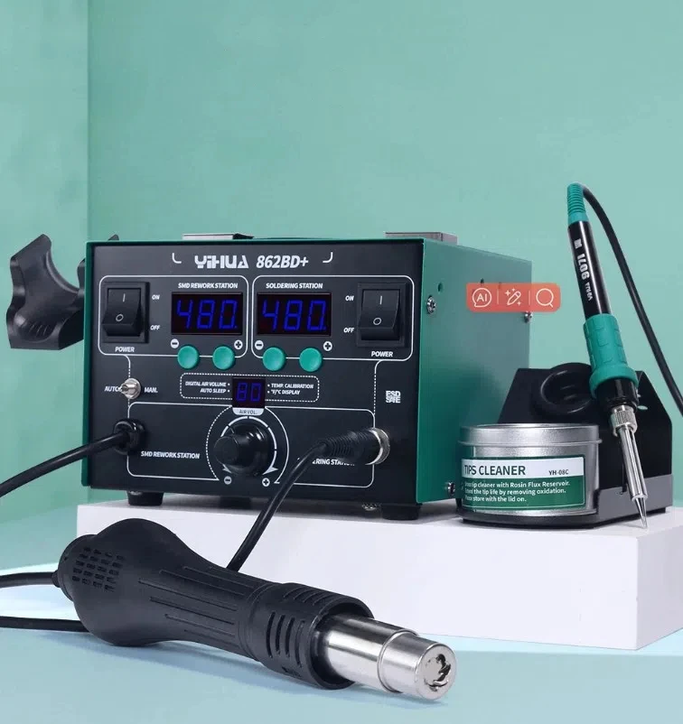 

High Power YIHUA 862BD+ Hot Air Gun Soldering Station With Imported Heater Used For Phone Repair And Solder