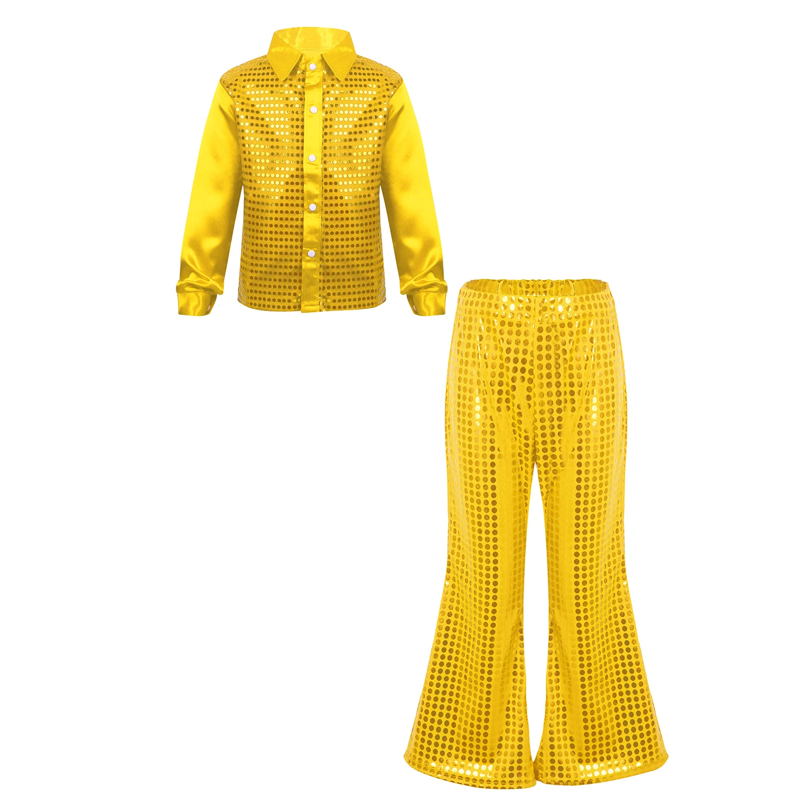 Kids Boys Jazz Dance Outfit Glittery Sequined Children Fashion Clothes Hip Hop Outfits 2 Piece Set Street Dancing Costumes