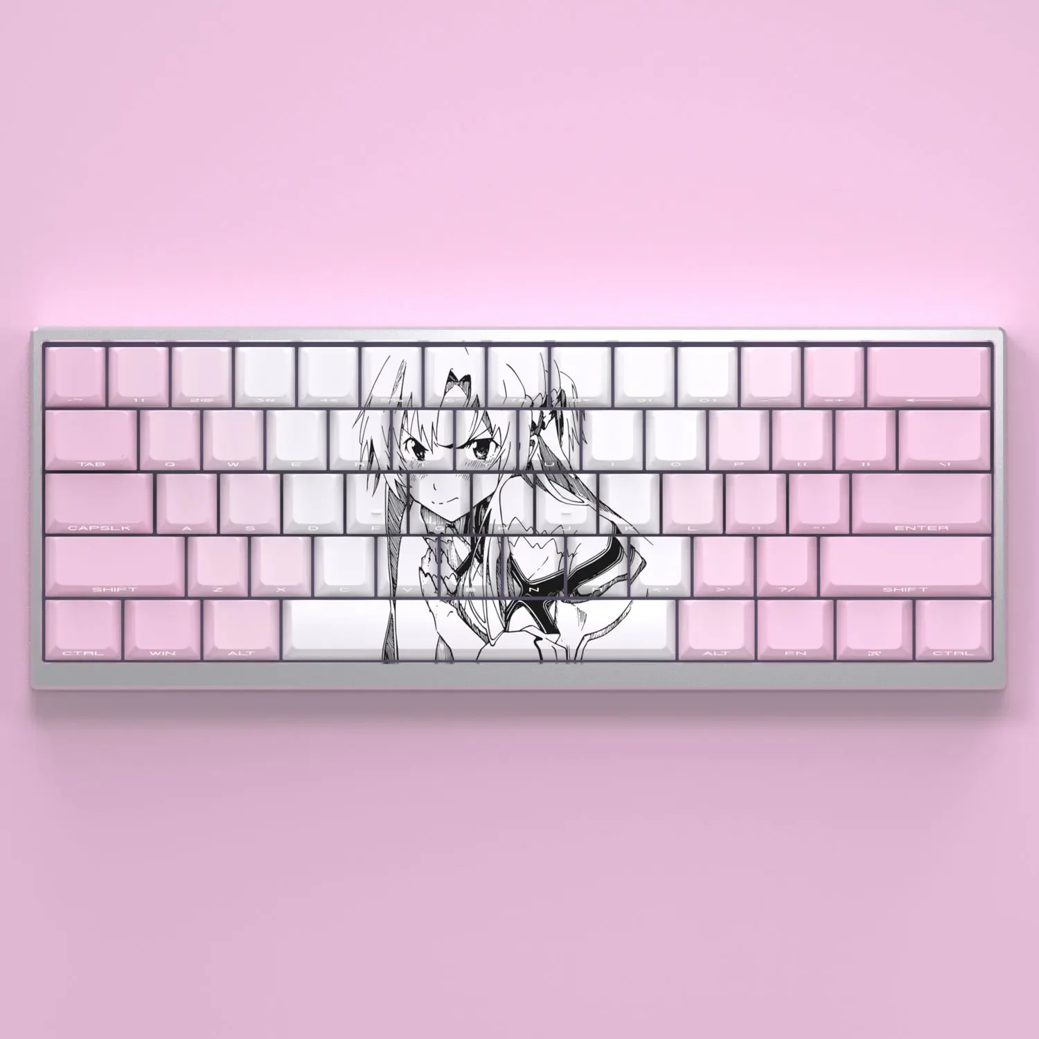 130 Keys PBT Keycaps Asuna Side Print Cherry Dye Sublimation Pink Anime Comic Backlight for Mechanical Keyboard AULA F75 Ajazz