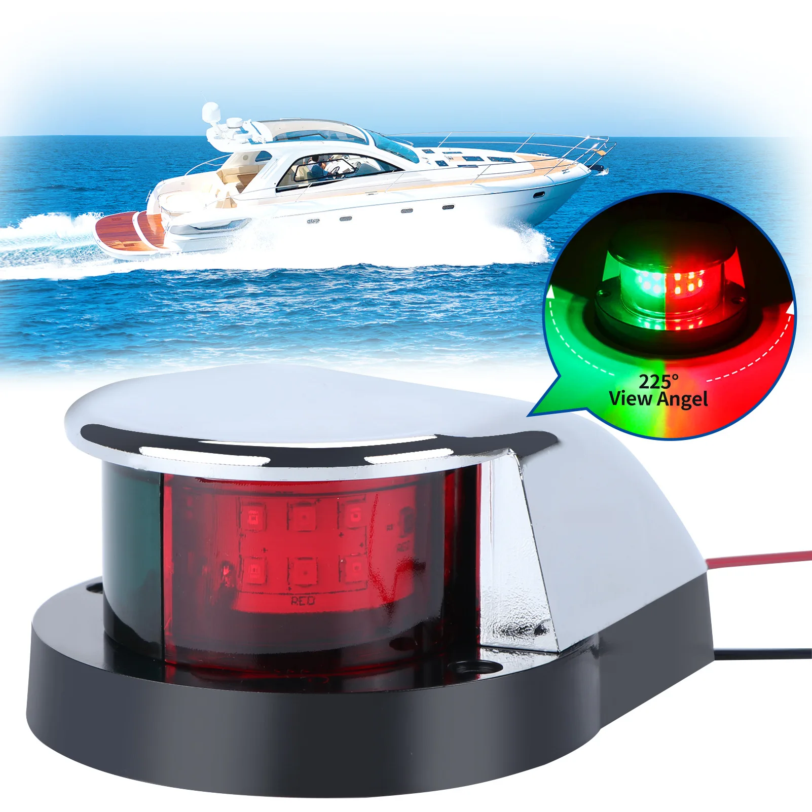 Marine LED Navigation Lights, Red Green Port Starboard Sidelights for Yacht Boat, COLREG Safety Signal Lights