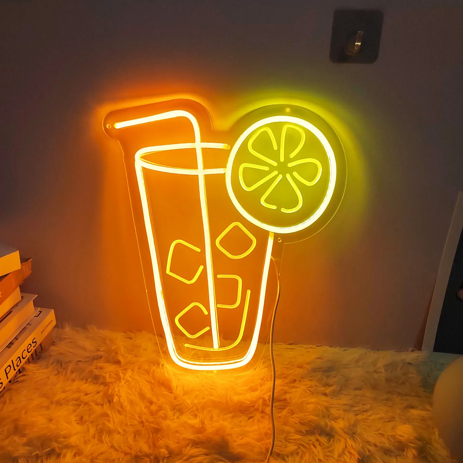 Lemon Neon Sign for Hot Dogs Open Logo Neon Tube Vintage Bright Sign Handcraft Lamp Fast Food Restaurant Store Displays Lamp