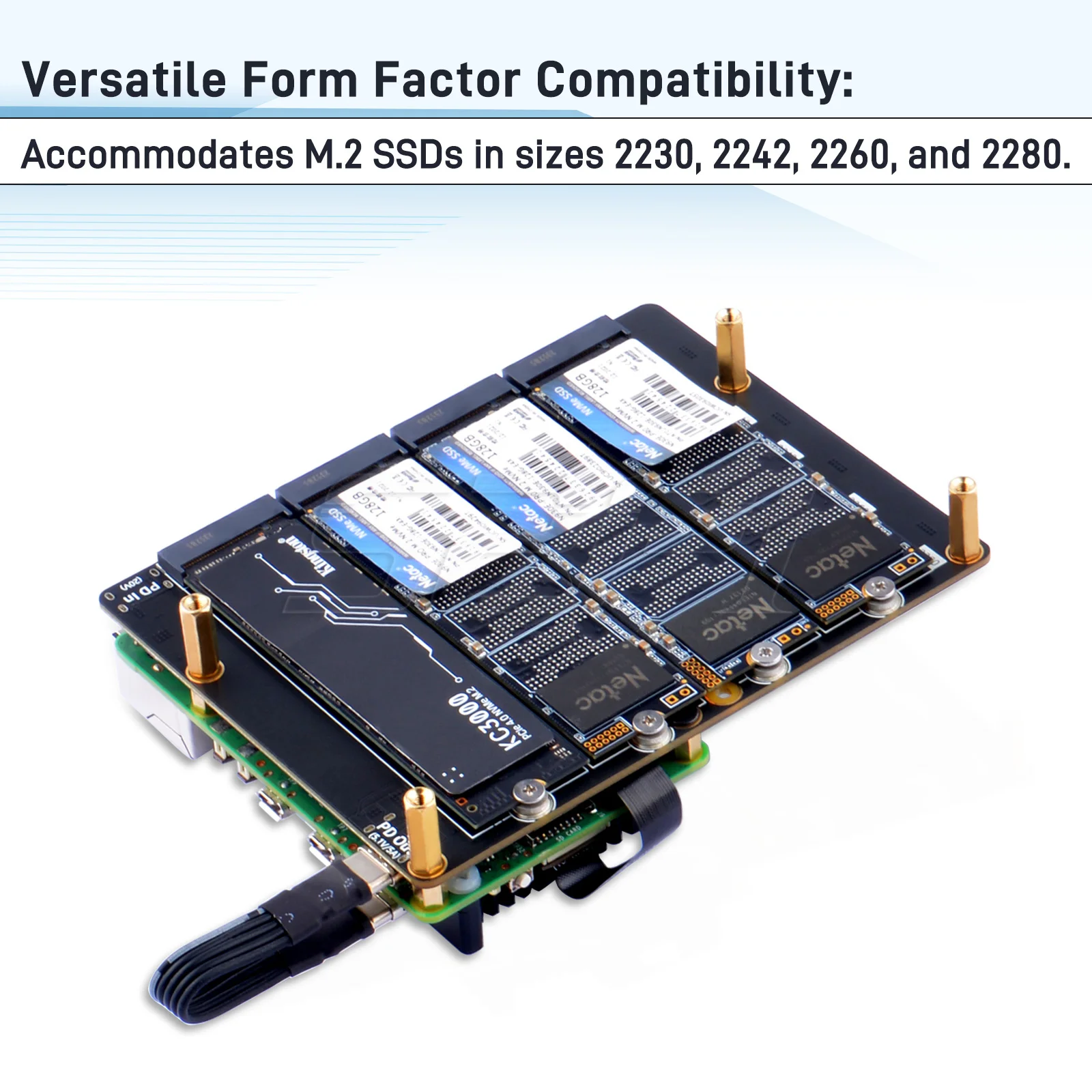 Imagem -03 - Placa Adaptadora de Expansão para Raspberry pi 52pi N16 Quad Nvme