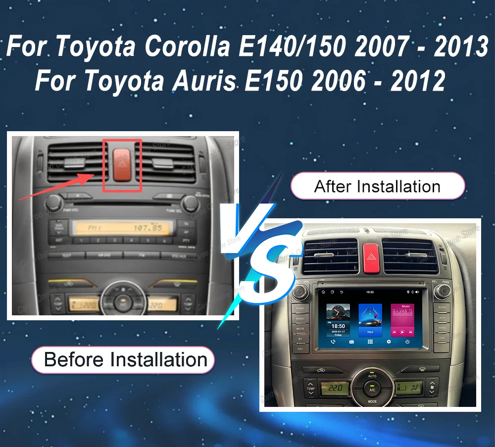 7'' Android For Toyota Corolla E140 150 2007 -2013 For Toyota Auris E150 2006 -2012 Auto GPS Navigation Car Radio Stereo Carplay
