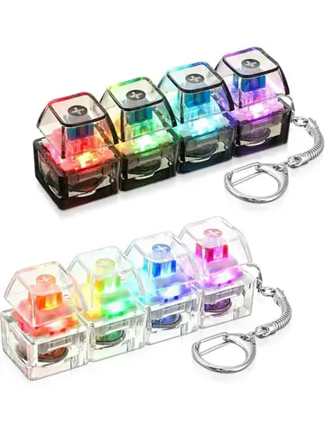 1PC Light Up Keyboard Keychain Stress Relief Clickable LED Button Toy for People with Anxiety Office Desk Accessory