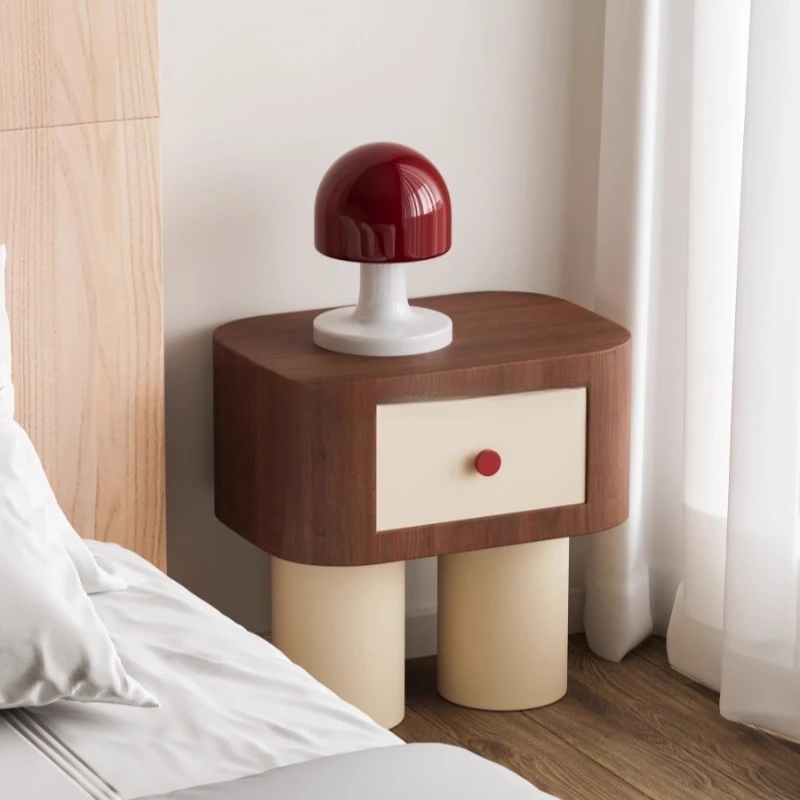 

LXY light luxury bedside table round solid wood simple modern advanced storage bedside cabinet