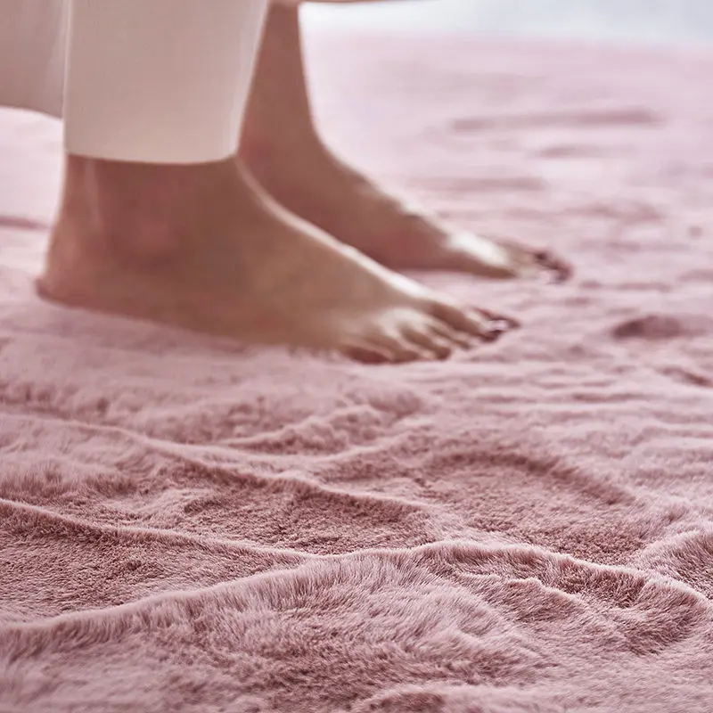 Fluffy Rabbit Fur Living Room Rug