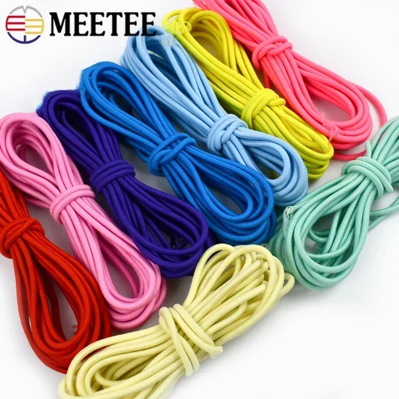 5/10/20M Meetee 4mm Fascia elastica Corda elastica colorata Corda di gomma per vestiti Fasce per capelli Corda a molla Accessori per cucire fai da te